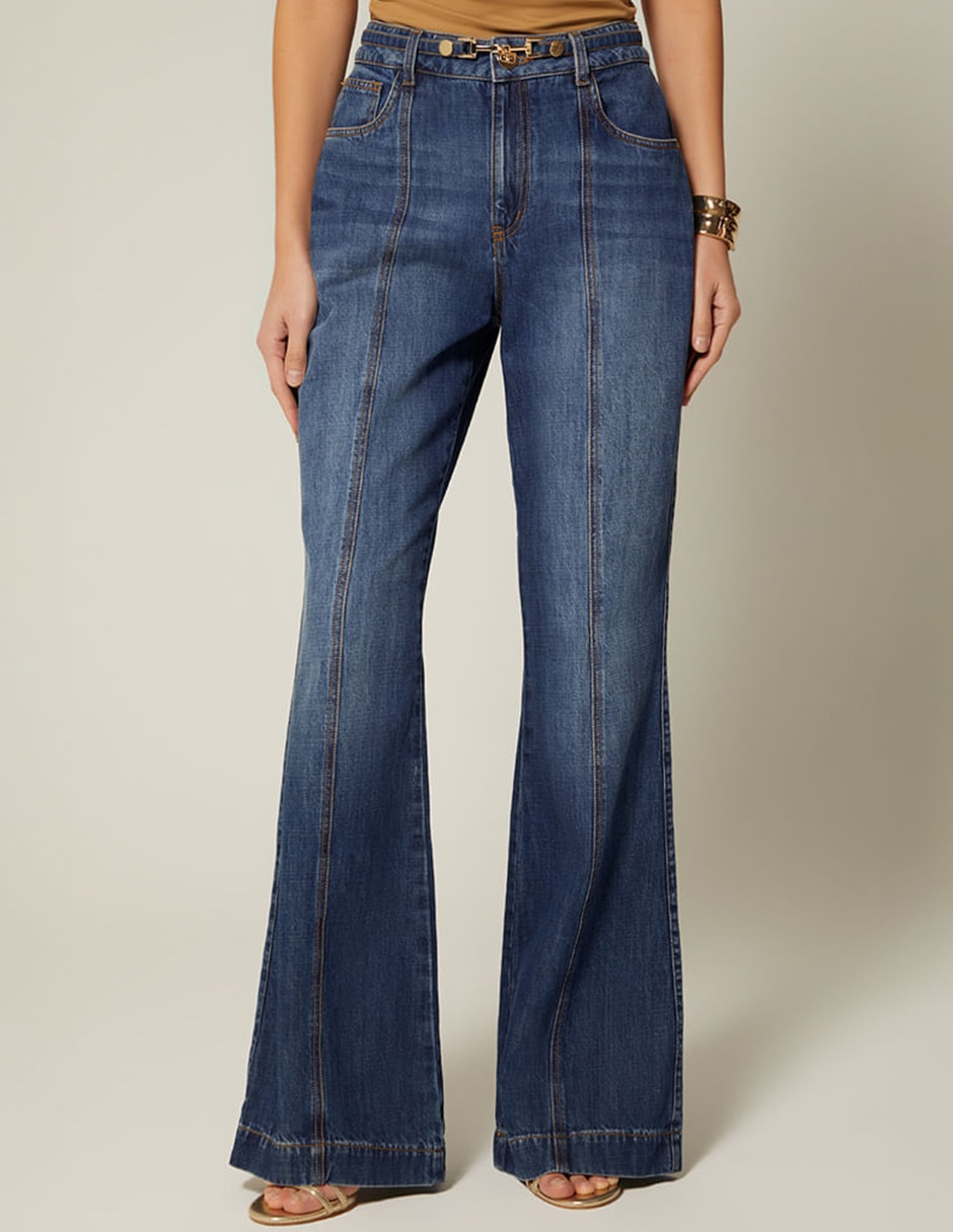 Jeans campana corte cintura para mujer