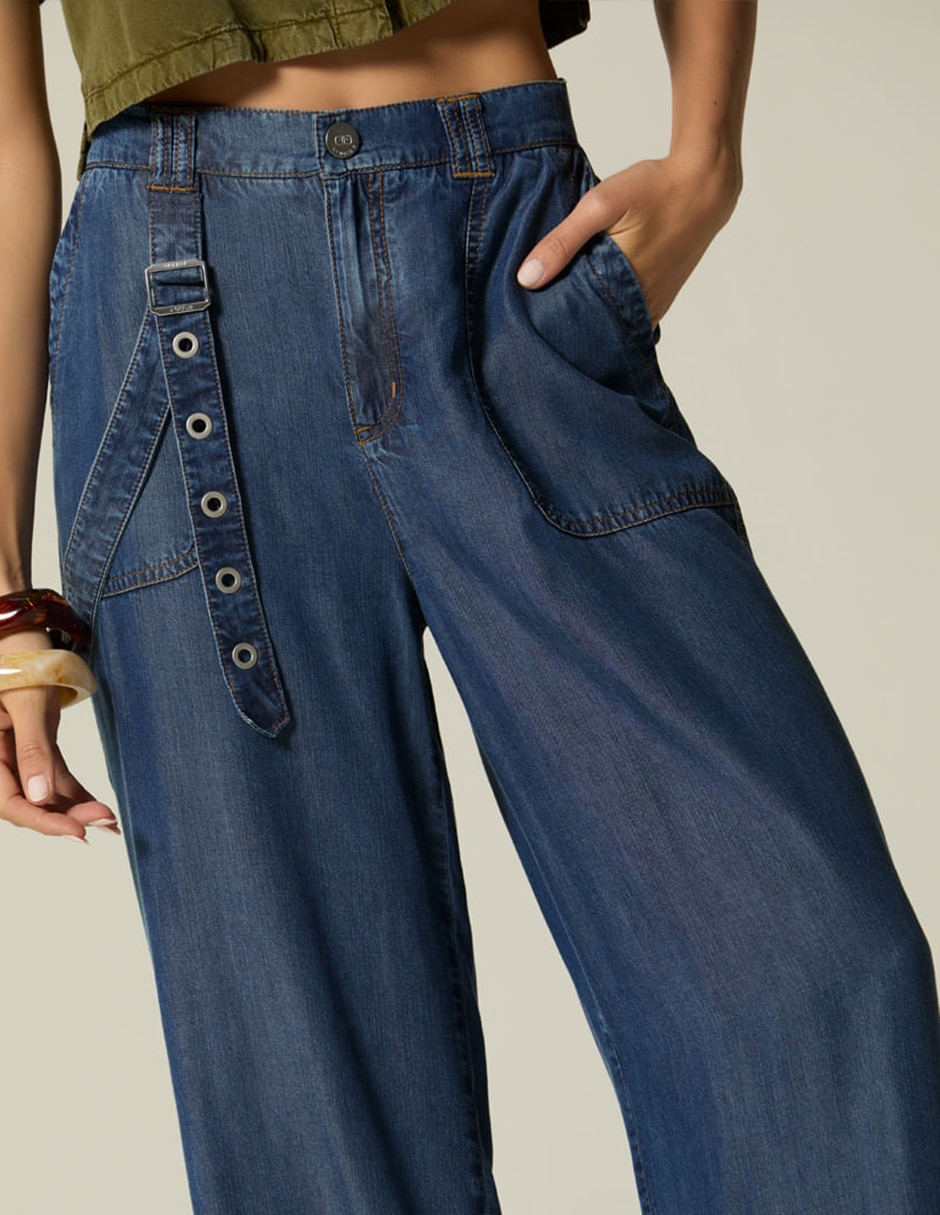 Jeans palazzo Studio F corte cintura alta para mujer