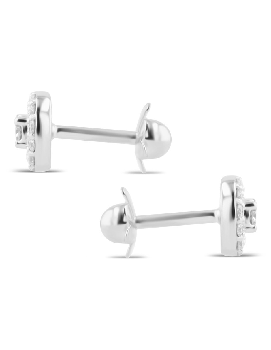 Broqueles Joyerias Bizzarro de oro blanco 14 K con acabado brillante diamante