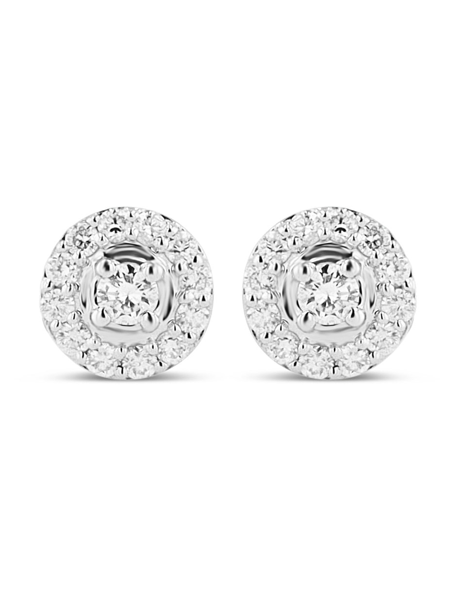 Broqueles de oro blanco 14 K con acabado brillante diamante Broqueles de oro blanco 14 K con acabado brillante diamante