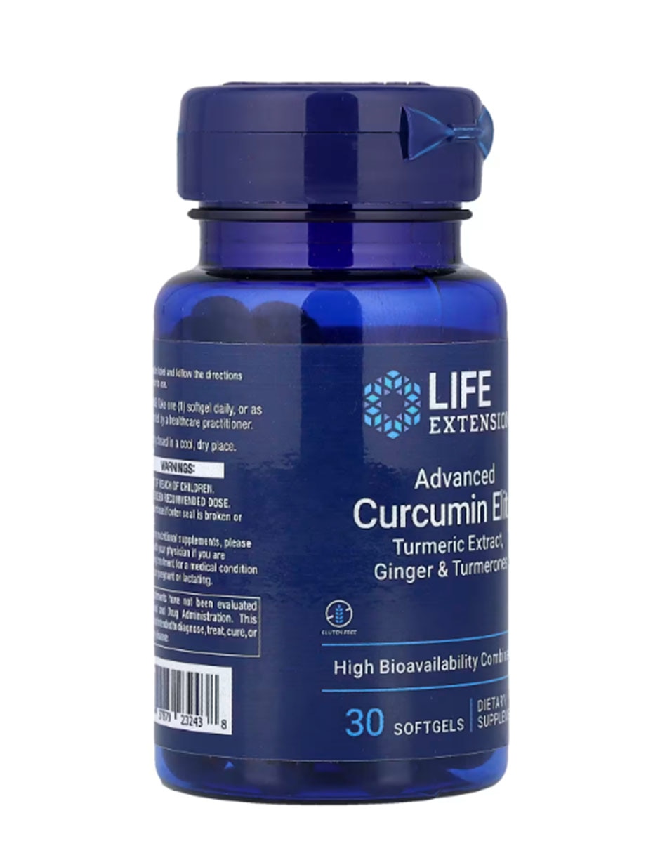 Extracto de cúrcuma jengibre y turmeronas Life Extension de 30 cápsulas
