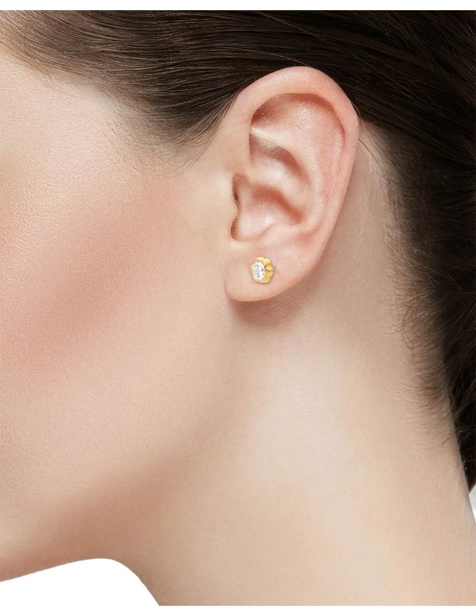 Broqueles de flor Joyerias Bizzarro de oro amarillo 14 K con acabado brillante zirconia