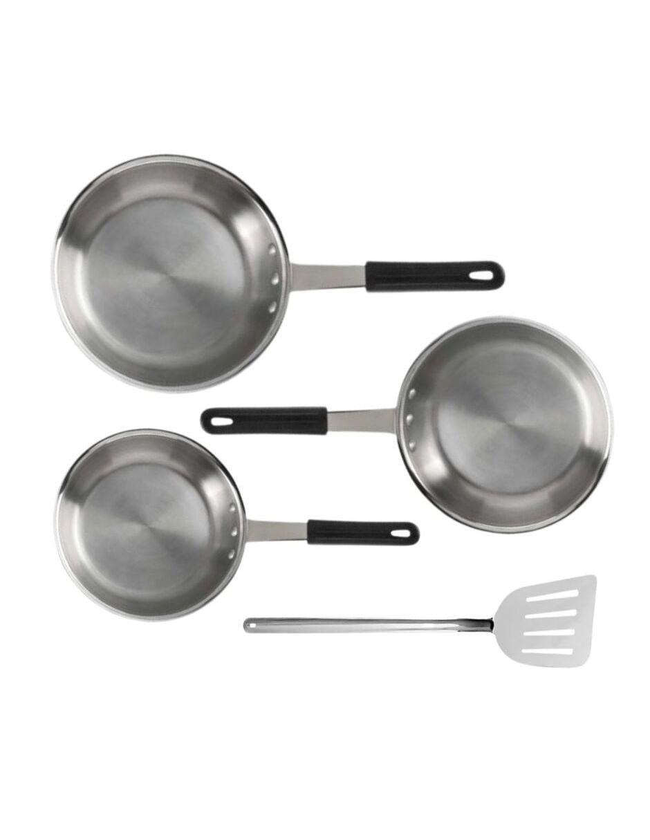 Set de sartenes de acero inoxidable 4 piezas