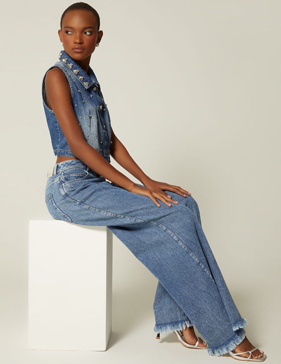 Jeans coulotte wide leg Studio F para mujer