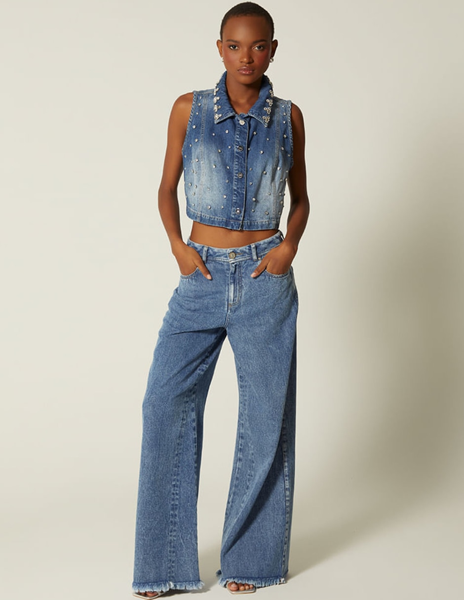 Jeans coulotte wide leg Studio F para mujer