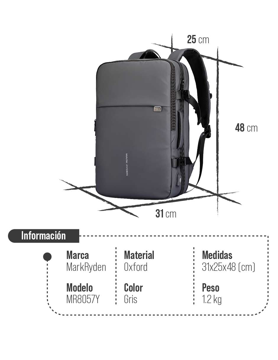 Mochila para viaje impermeable unisex 7