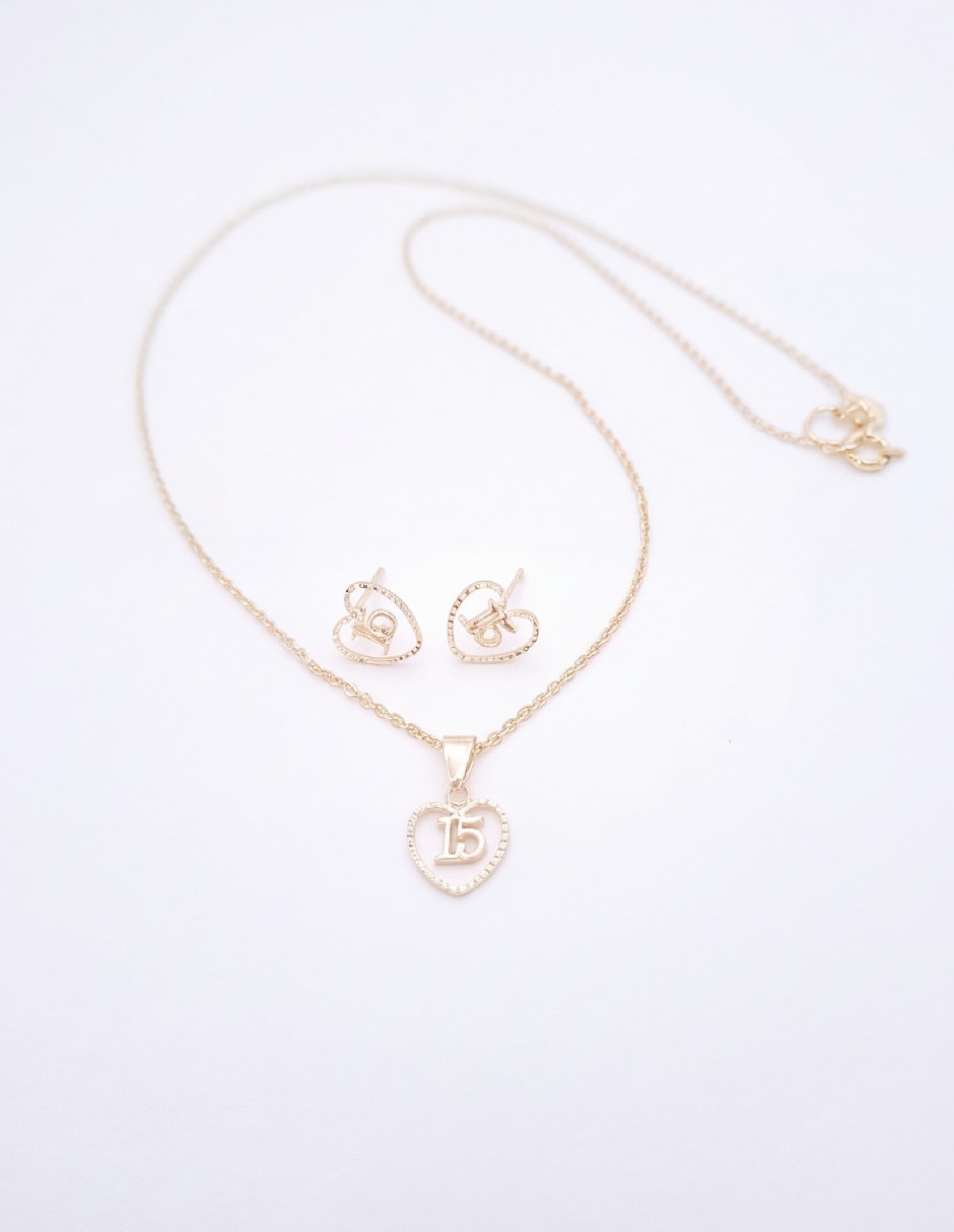 Set de collar y aretes de oro laminado 18 K zirconia Set de collar y aretes de oro laminado 18 K zirconia