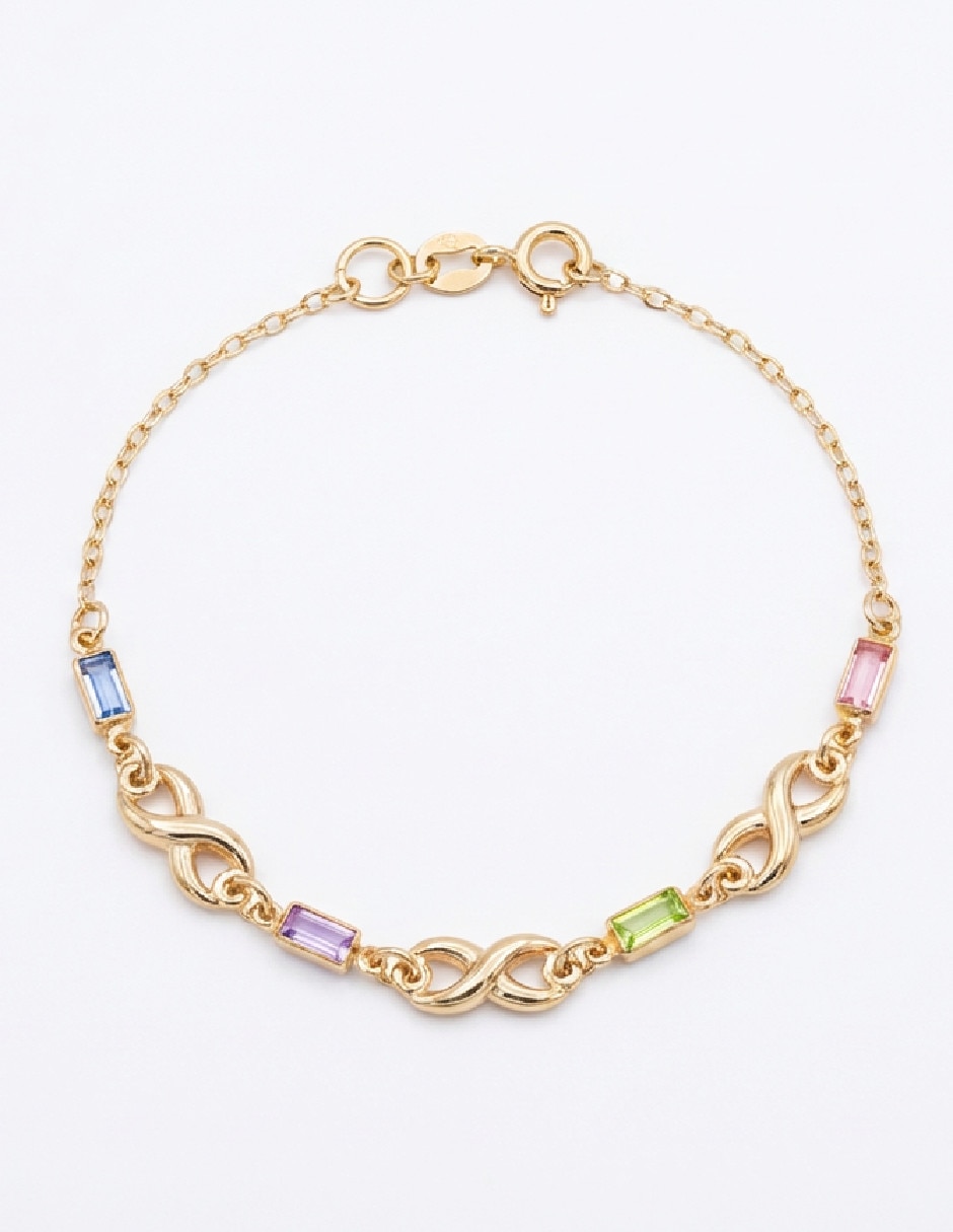 Pulsera de oro laminado con cristal 18 K acabado brillante