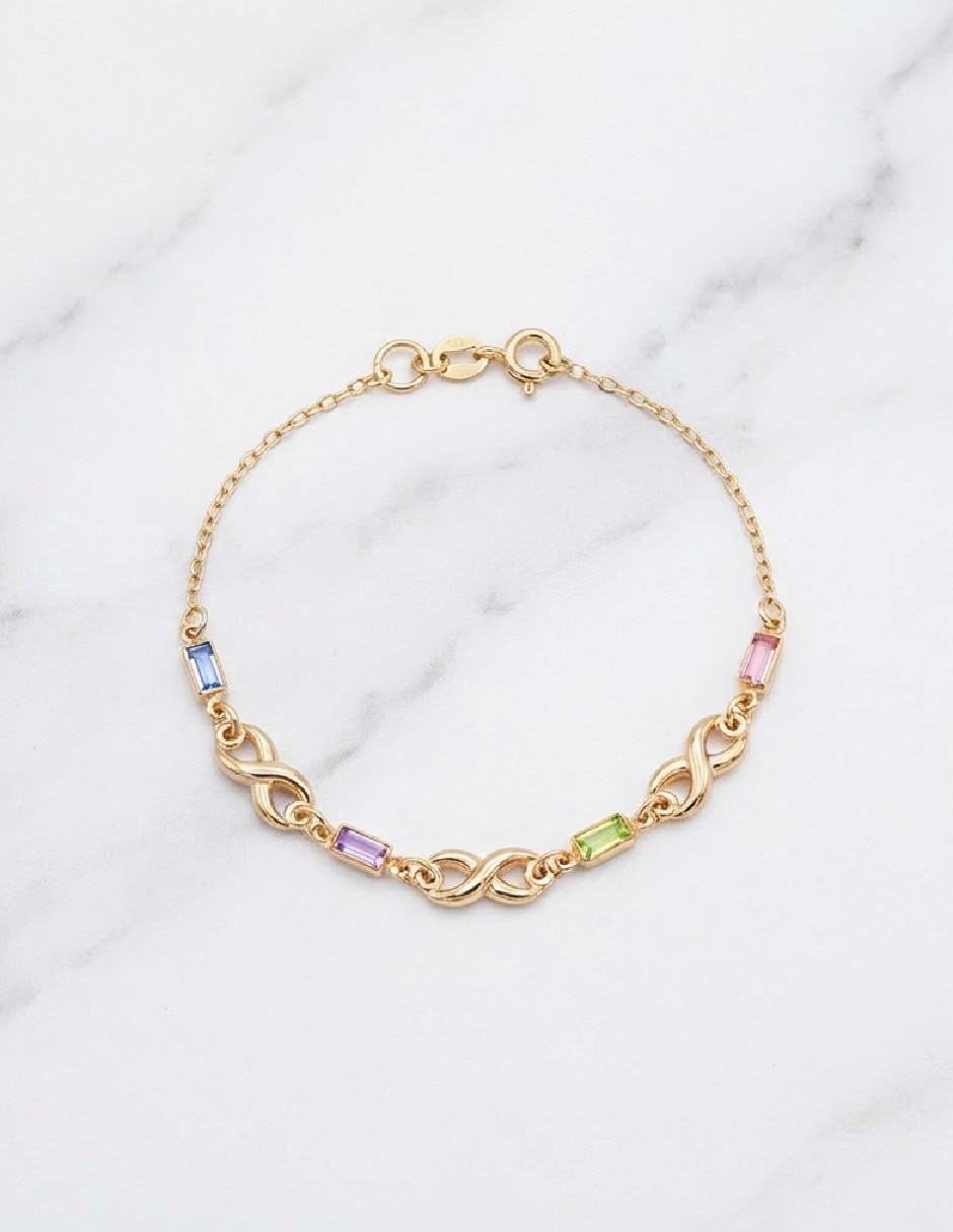 Pulsera de oro laminado con cristal 18 K acabado brillante