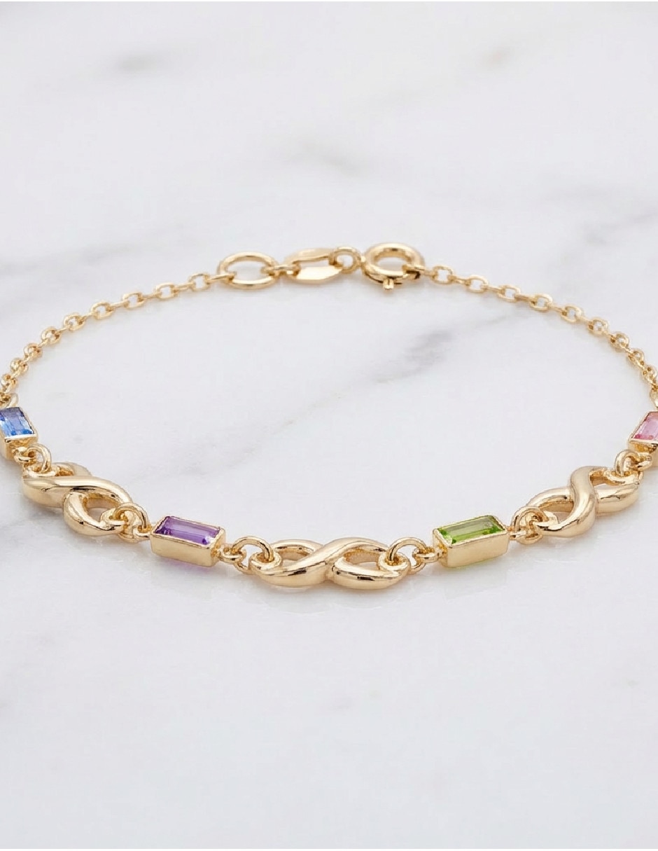 Pulsera de oro laminado con cristal 18 K acabado brillante