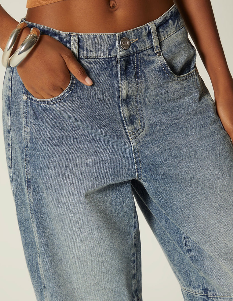 Jeans barrel Studio F corte cintura para mujer