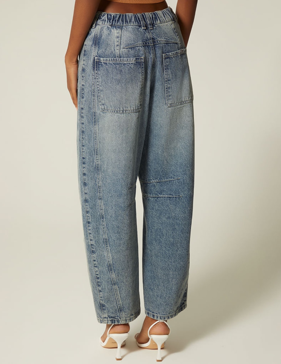 Jeans barrel Studio F corte cintura para mujer