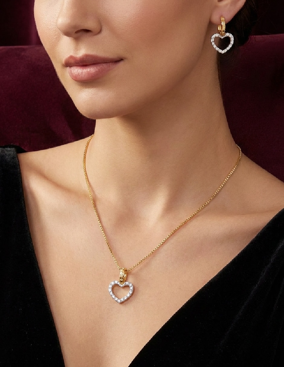 Set de collar y aretes generica oro laminado de oro 18 k