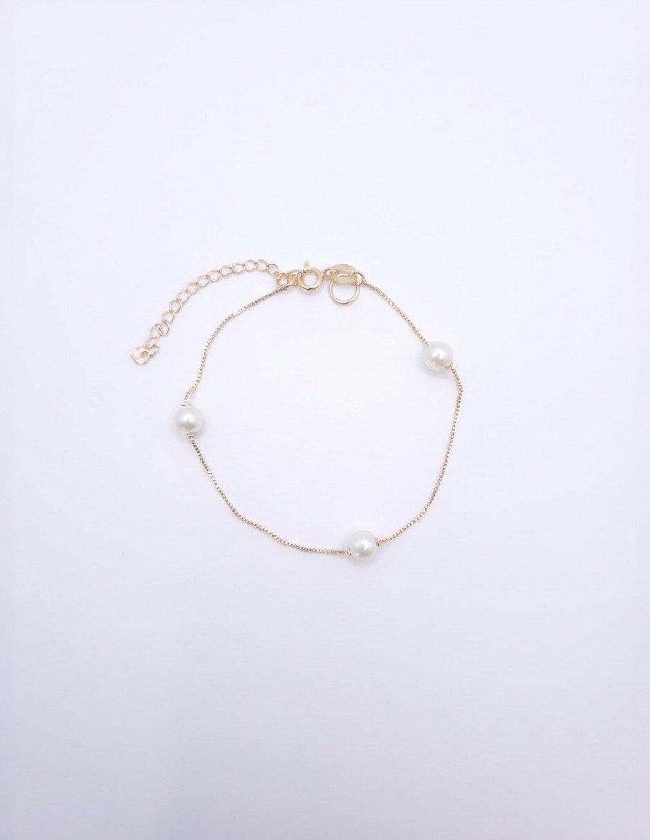 Pulsera de oro laminado con perla 18 K 4