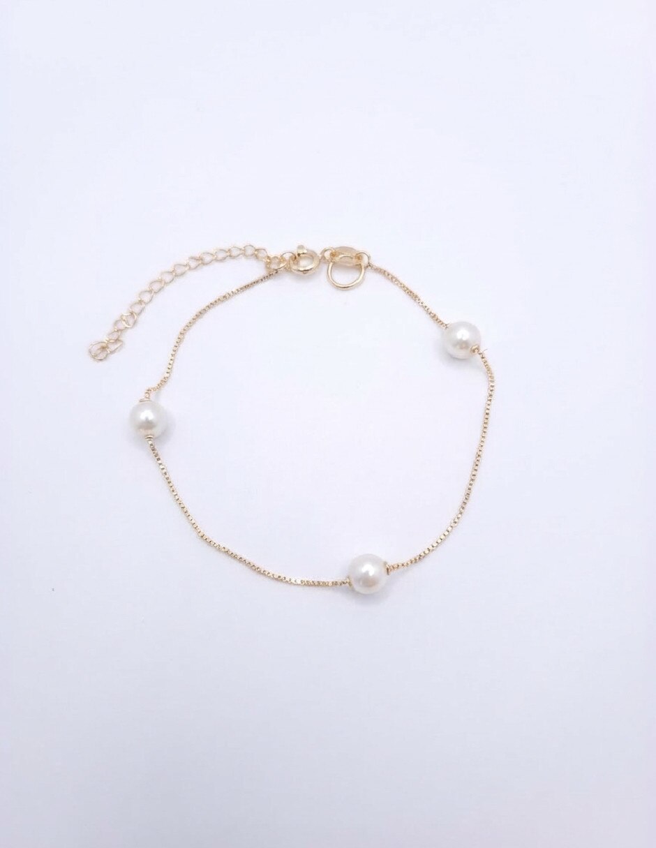 Pulsera de oro laminado con perla 18 K