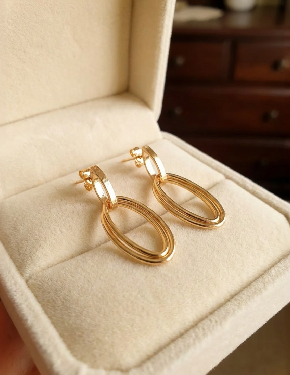 Aretes de aro Generica de oro laminado 18 K