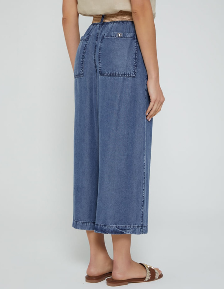 Jeans coulotte wide leg Studio F corte cintura alta para mujer