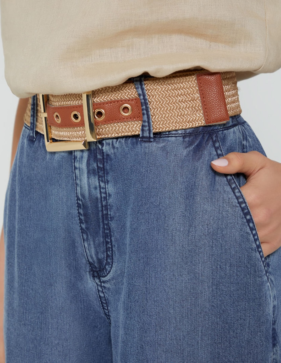 Jeans coulotte wide leg Studio F corte cintura alta para mujer