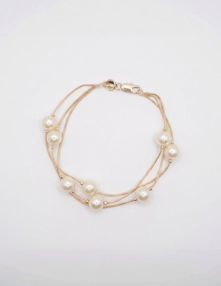 Pulsera Generica de oro laminado con perla 18 K