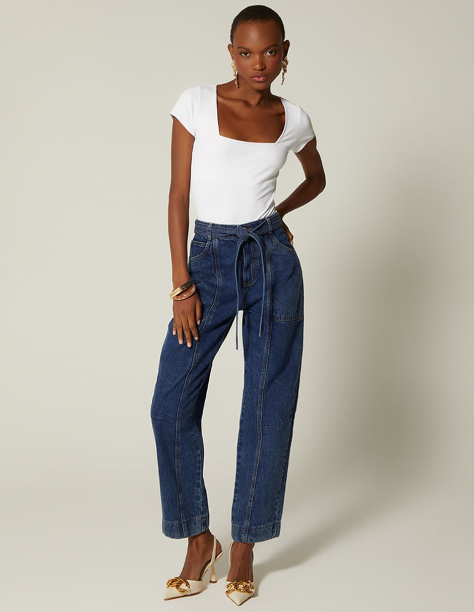Jeans coulotte loose Studio F corte cintura para mujer
