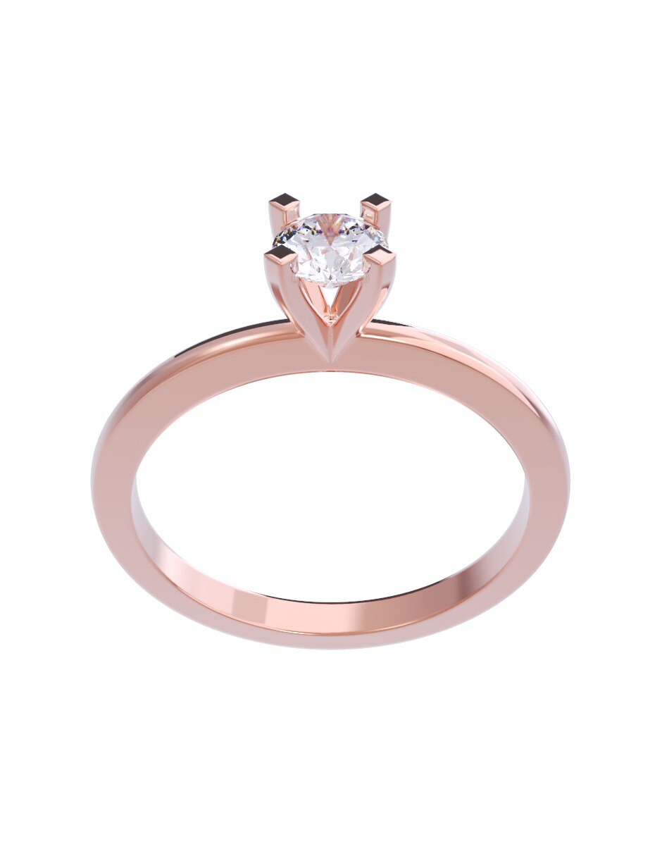 Anillo de compromiso de oro 14 K diamante 4