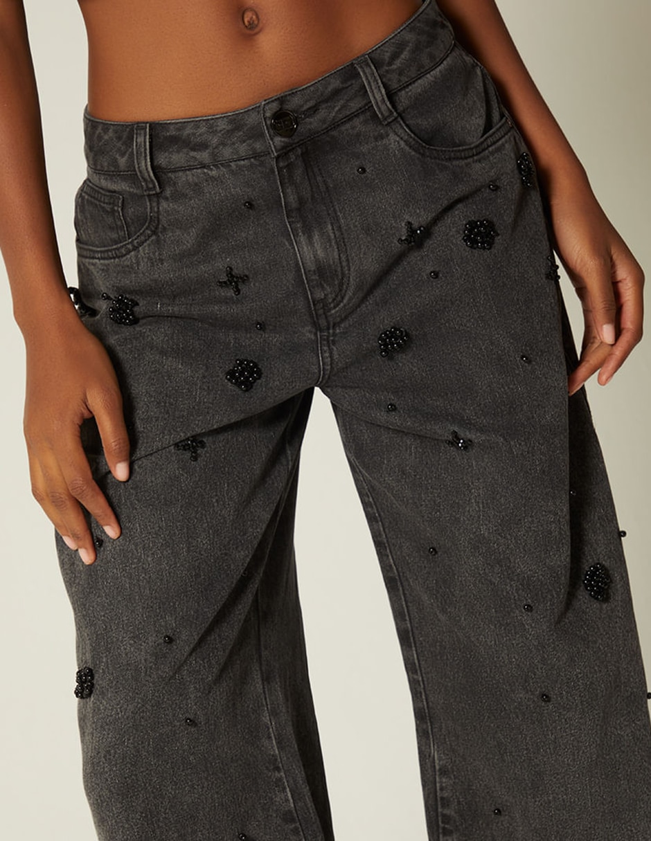 Jeans jogger wide leg Studio F corte cintura baja para mujer