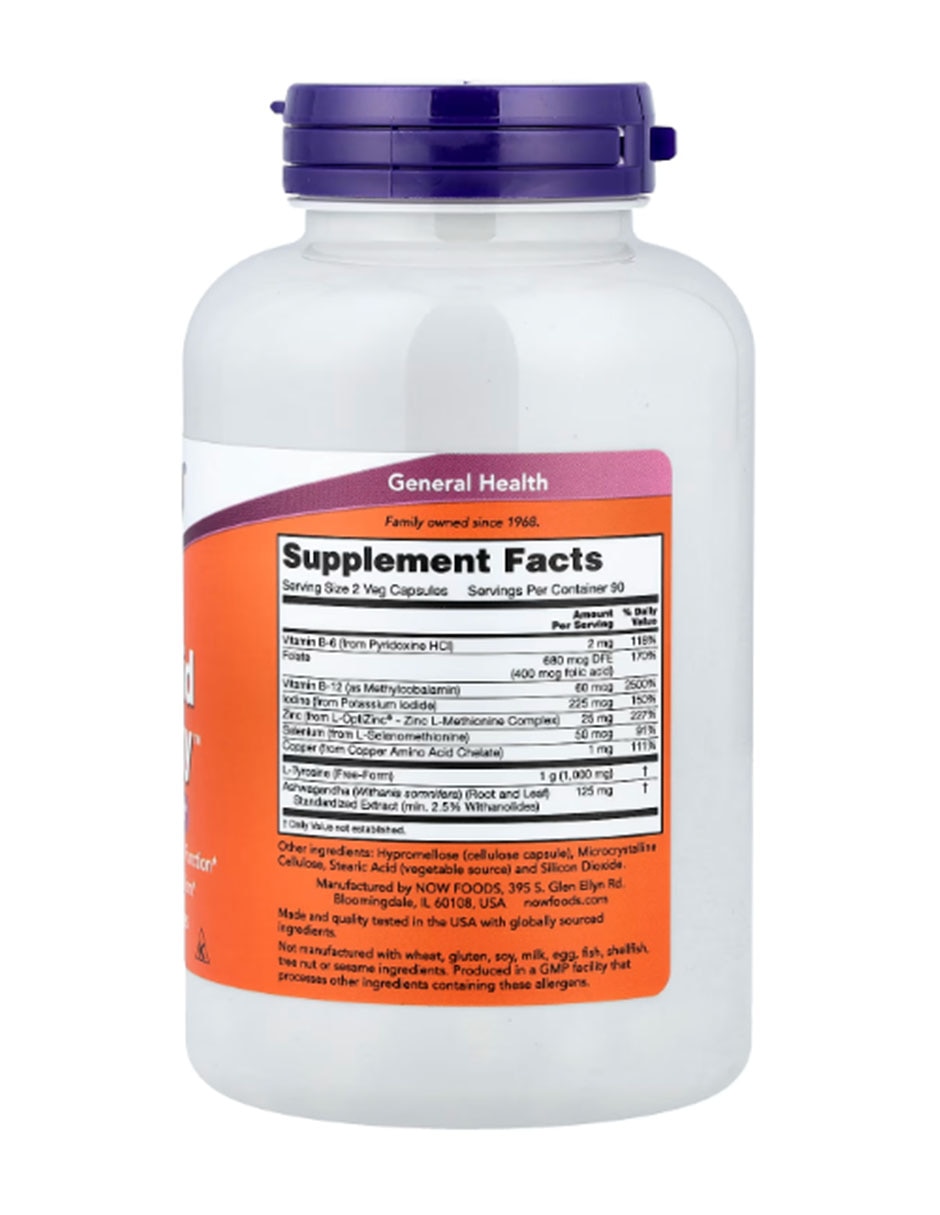 Energía tiroidea 180 cápsulas NOW con Vitamina B6