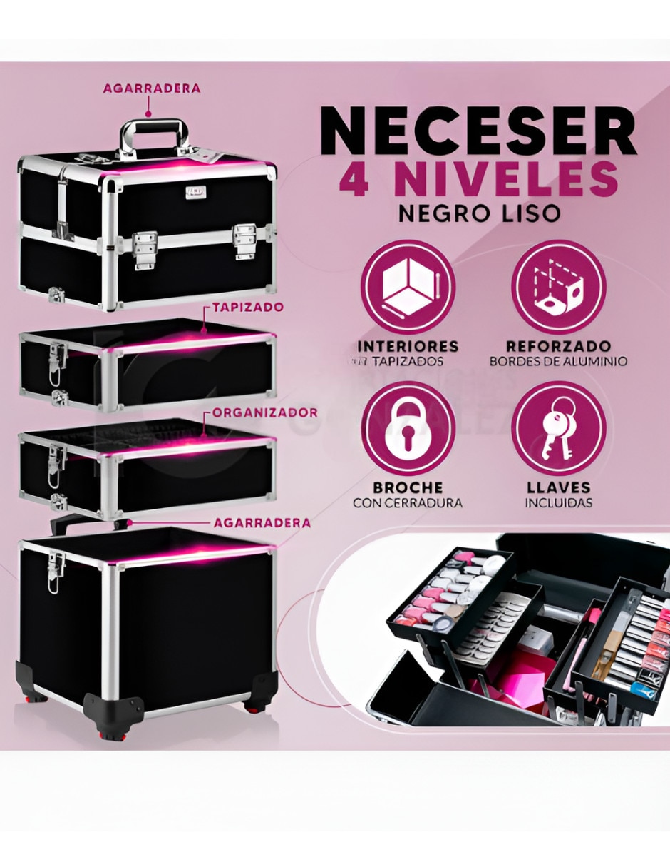 Set cosmetiquera para maquillaje Xtellar impermeable 4 piezas para mujer