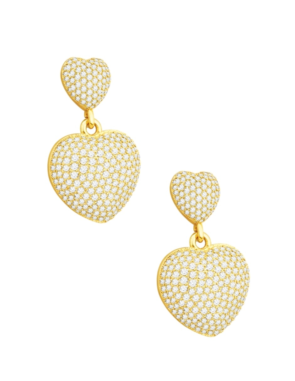 Aretes de corazón ZVEZDA Aurore 18 K con acabado chapa de oro circonita