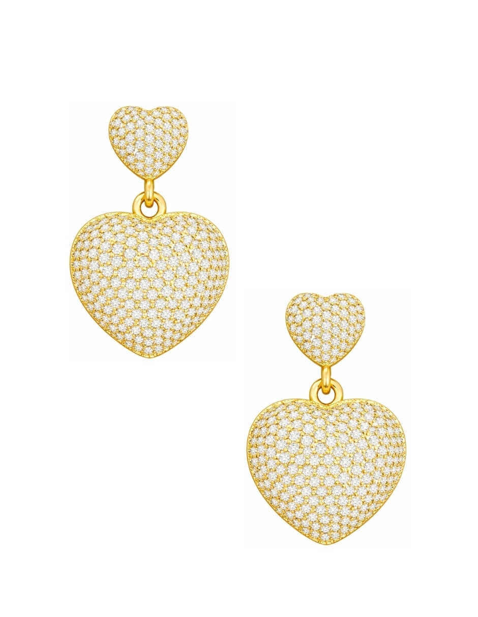 Aretes de corazón Aurore 18 K con acabado chapa de oro circonita Aretes de corazón Aurore 18 K con acabado chapa de oro circonita