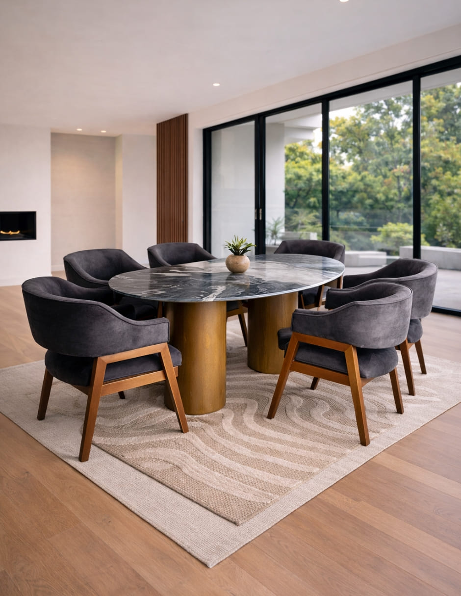 Mesa de comedor No MESA DE COMEDOR de Madera y mármol 3