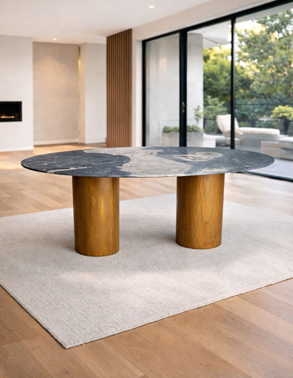 Mesa de comedor No MESA DE COMEDOR de Madera y mármol 4