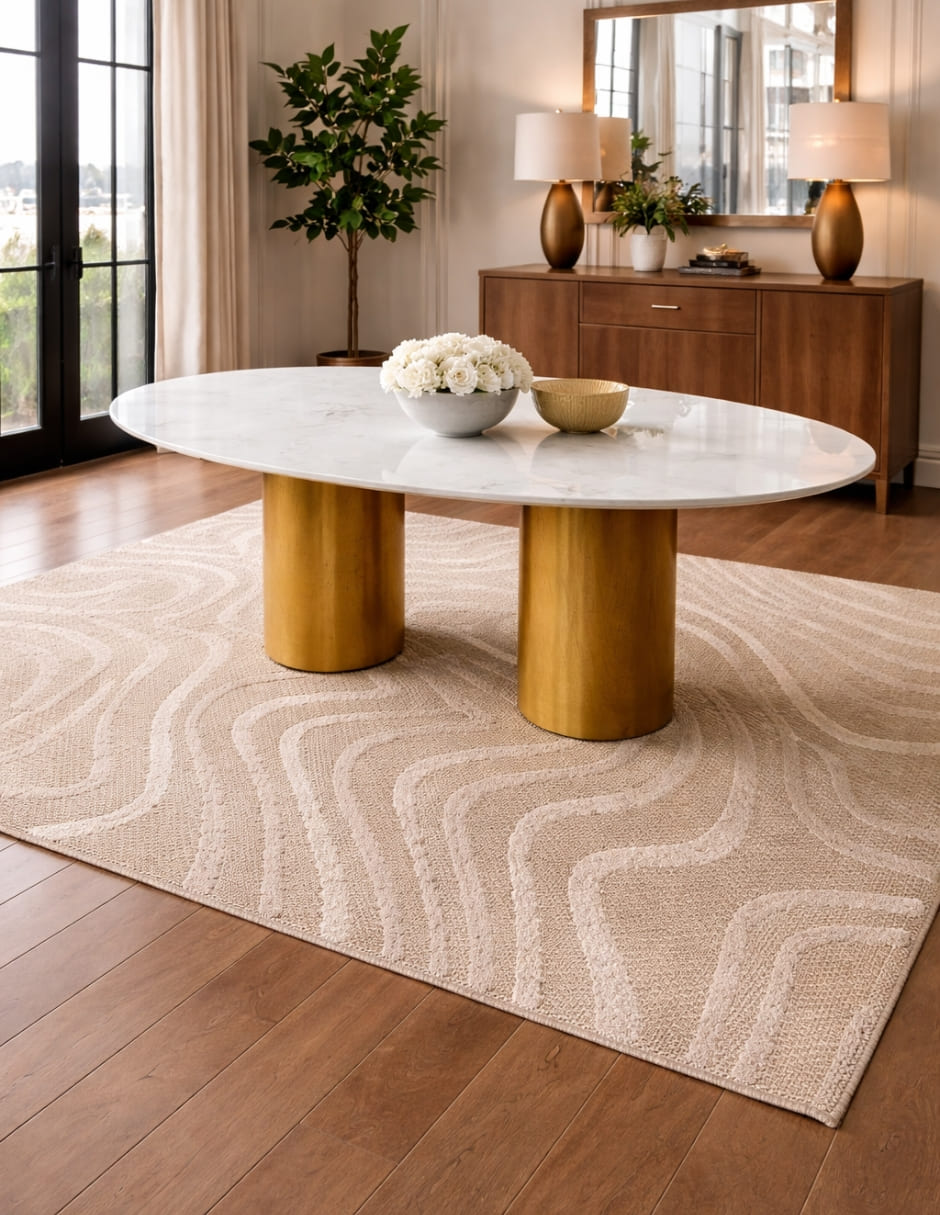 Mesa de comedor No Mesa de comedor de Madera y mármol 3