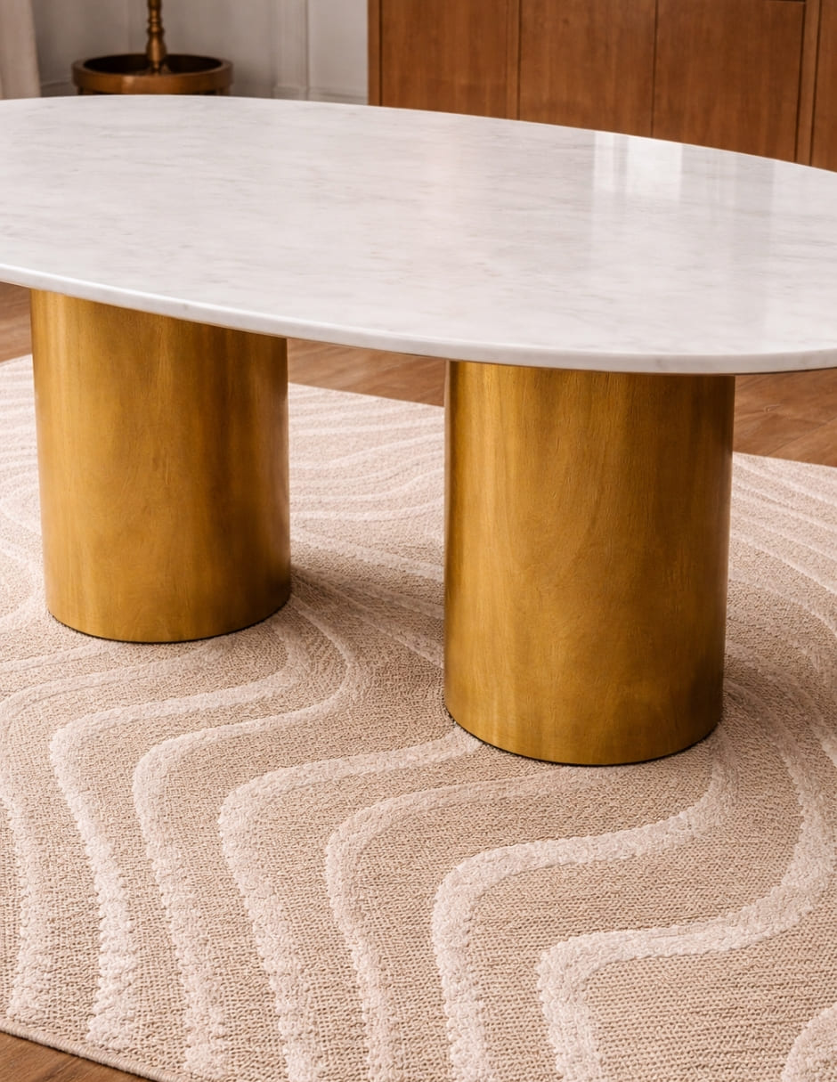Mesa de comedor No Mesa de comedor de Madera y mármol 4