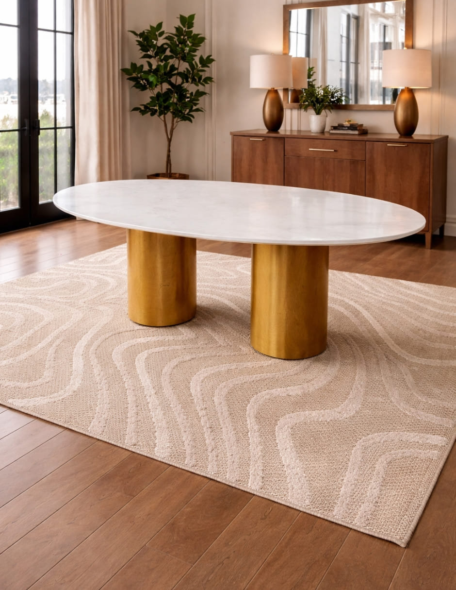 Mesa de comedor No Mesa de comedor de Madera y mármol 7