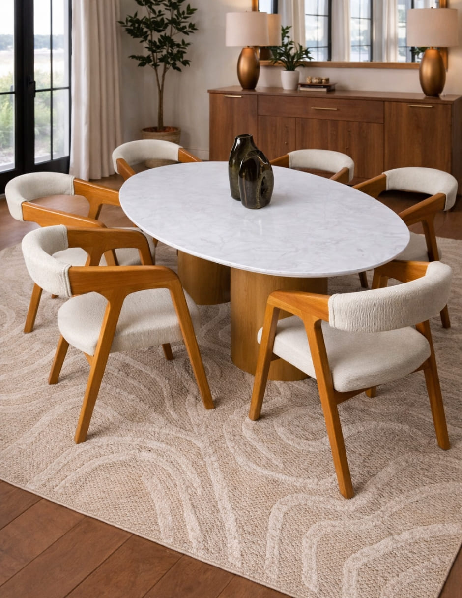 Mesa de comedor No Mesa de comedor de Madera y mármol 8