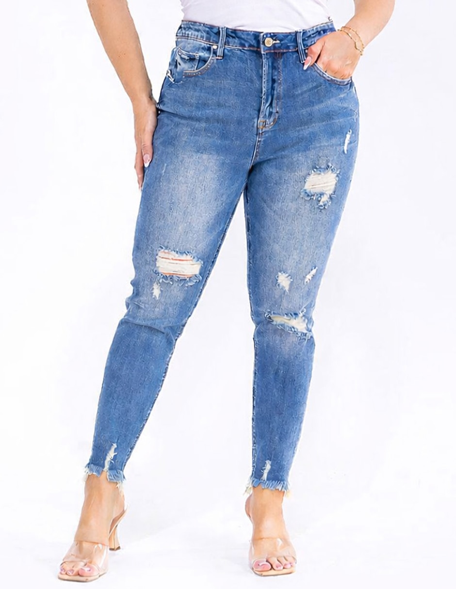 Jeans corte media cintura para mujer