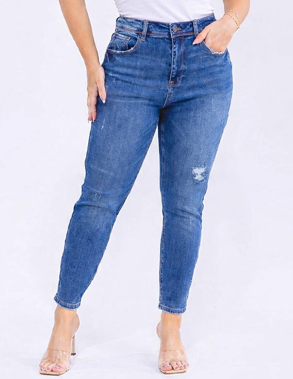 Jeans corte media cintura para mujer