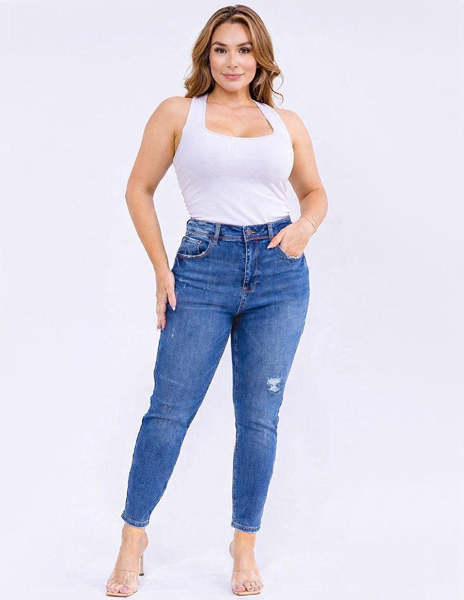 Jeans corte media cintura para mujer 4