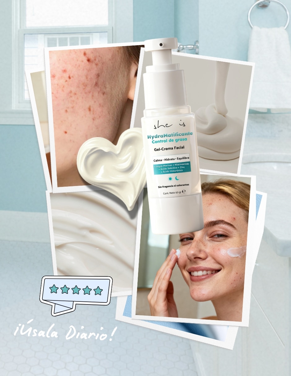 Set de crema para facial recomendada para matificar e hidratar de día y noche she is skincare para piel mixta y grasa