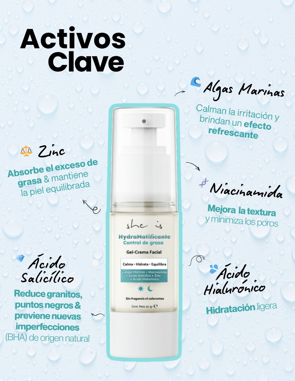 Set de crema para facial recomendada para matificar e hidratar de día y noche she is skincare para piel mixta y grasa