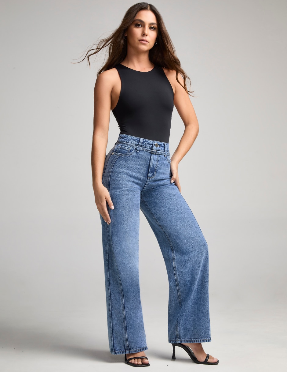 Jeans wide leg urban para mujer 6