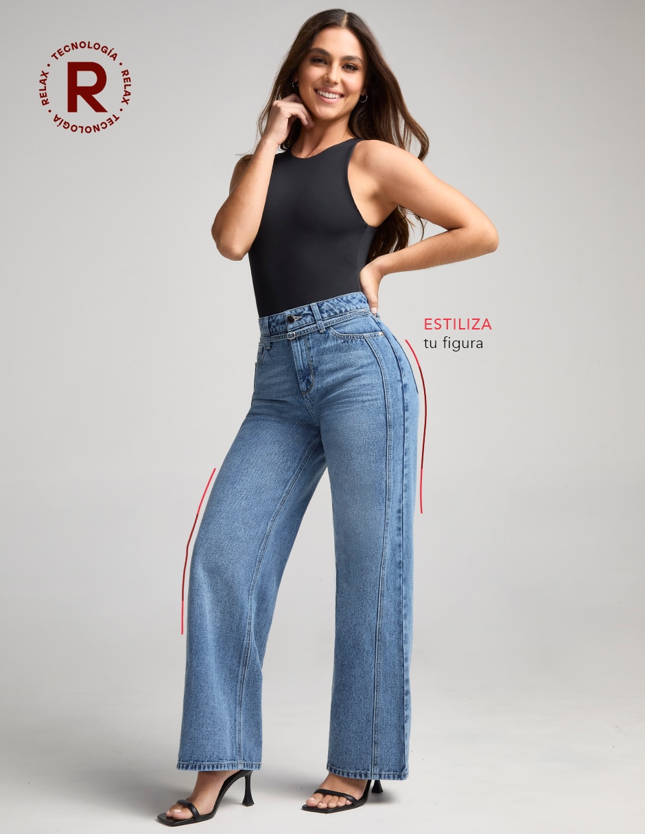 Jeans wide leg urban para mujer 3