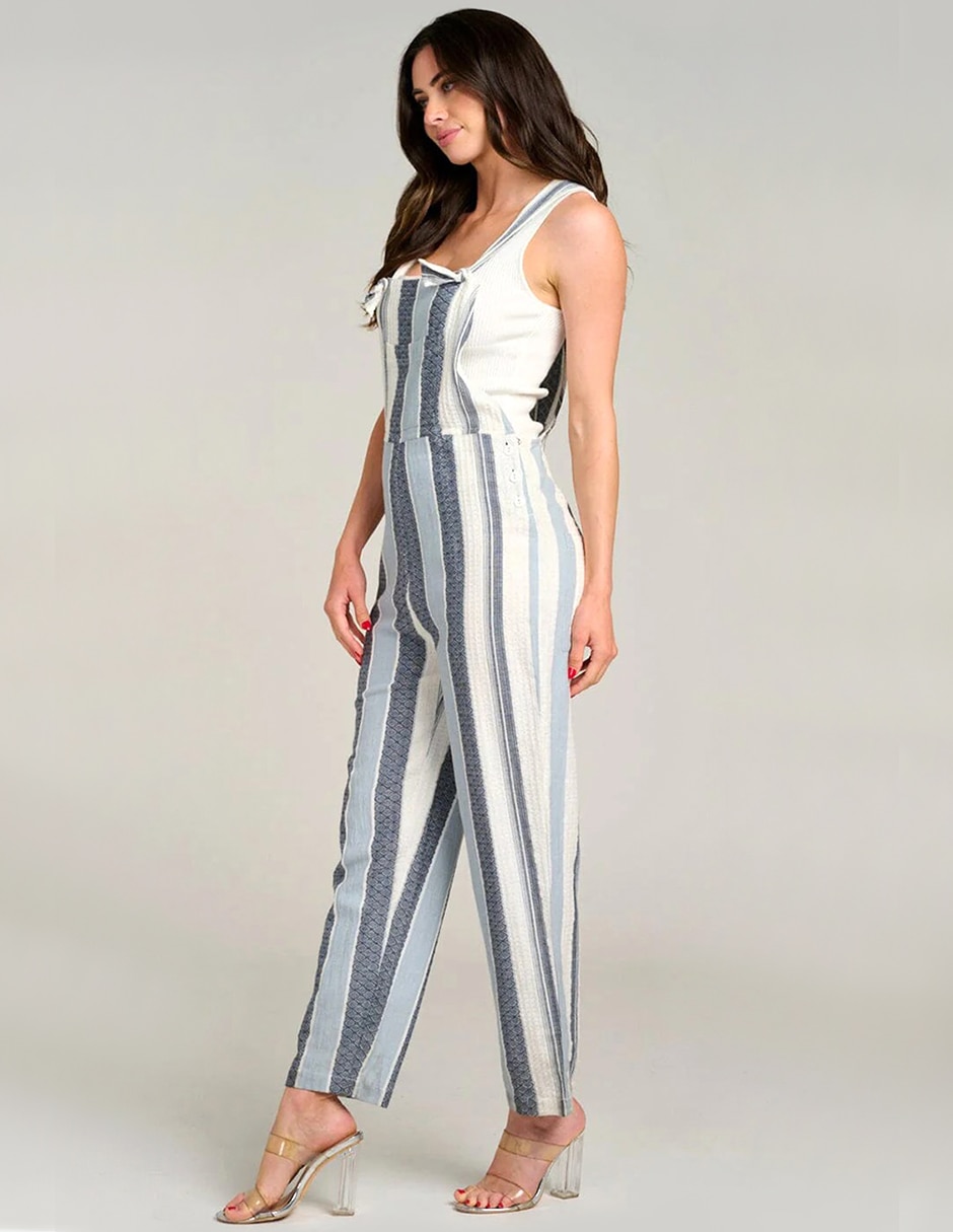 Jumpsuit de algodón estampado a rayas para mujer 2