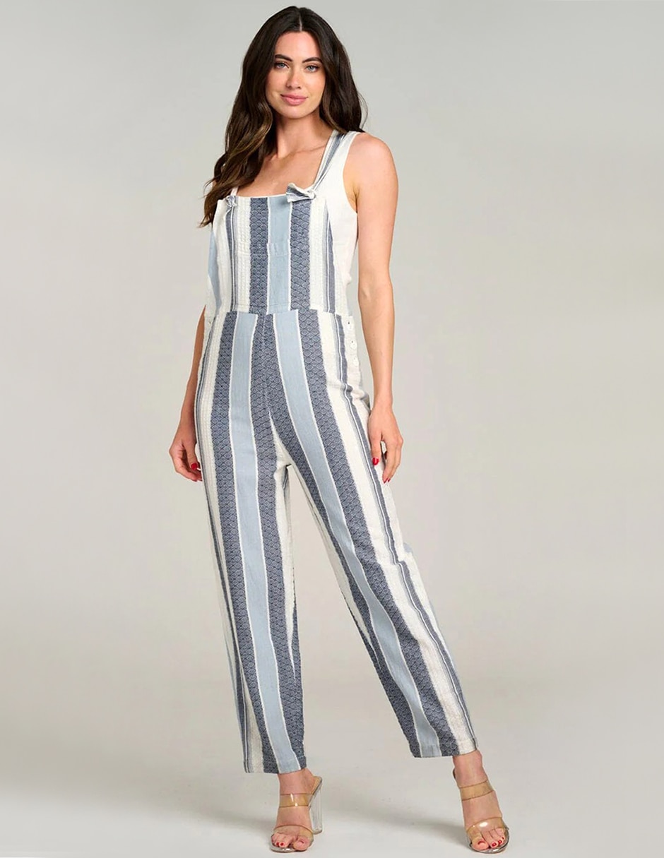 Jumpsuit de algodón estampado a rayas para mujer