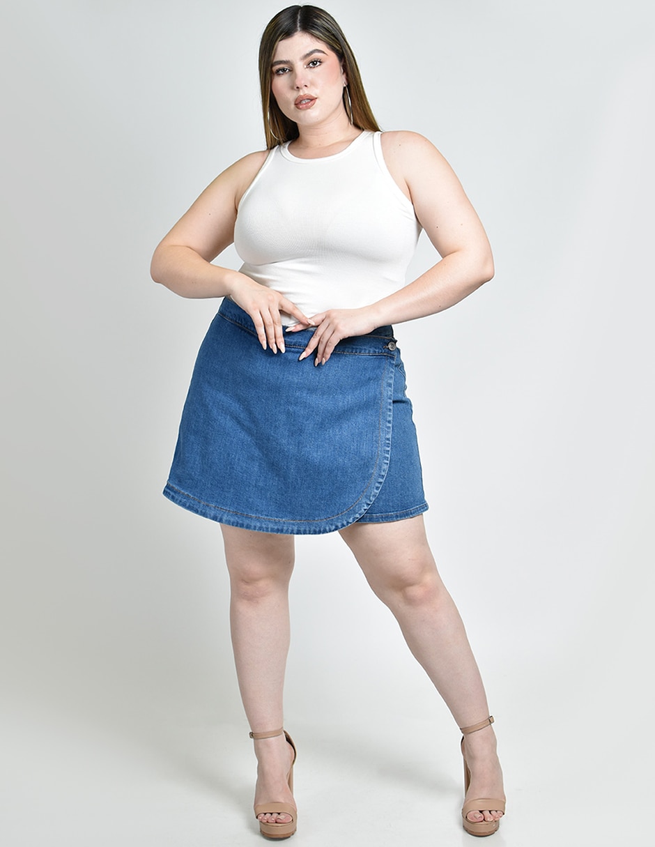 Falda short corta de mezclilla a la cintura 5