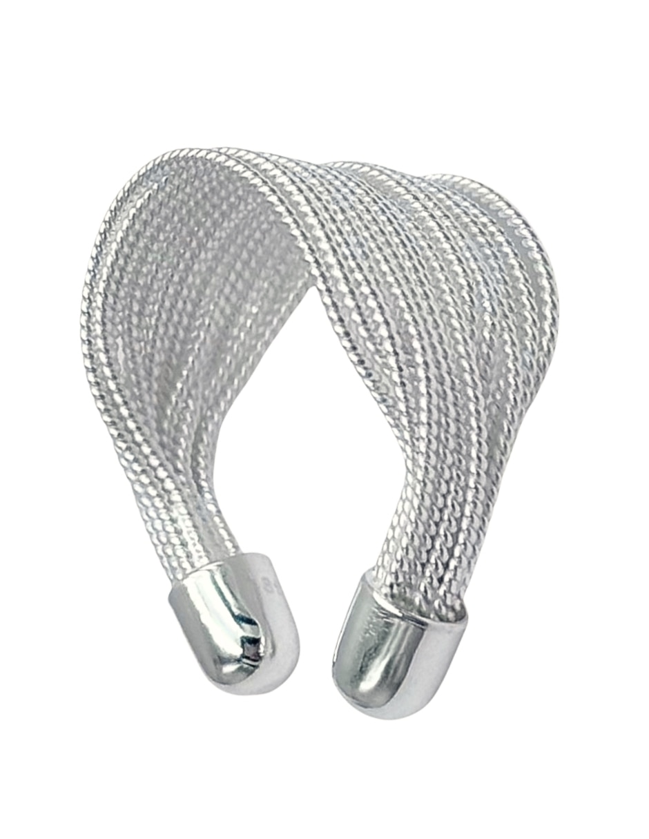 De semicircular aretize brillo p 925 de plata mate