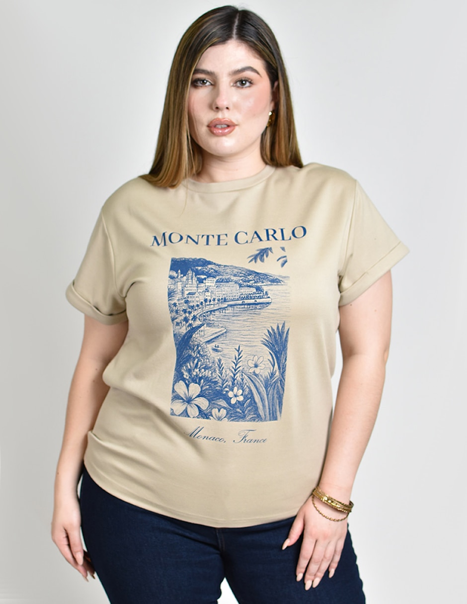 Playera manga Corta cuello redondo para mujer