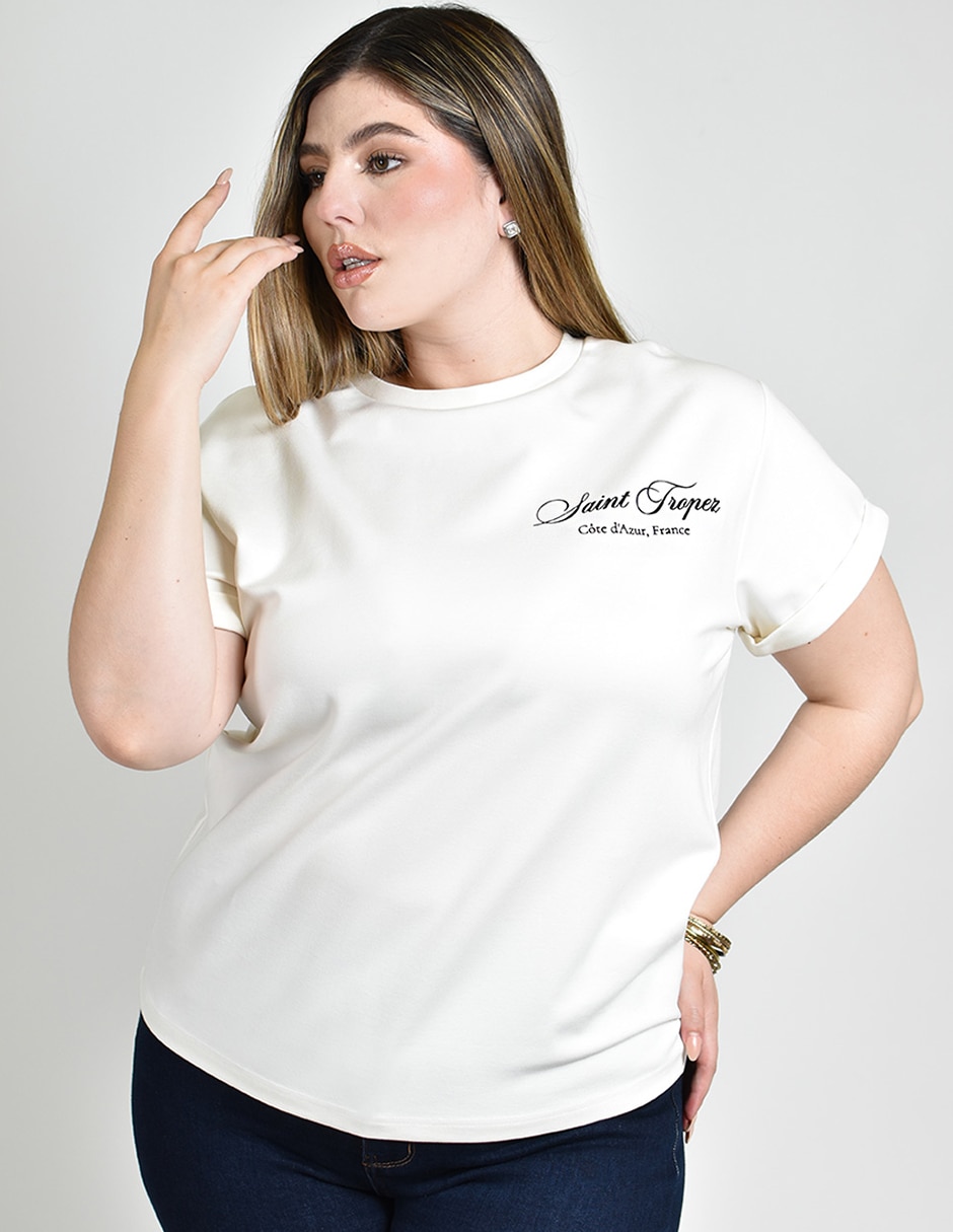 Playera manga corta cuello redondo para mujer 7