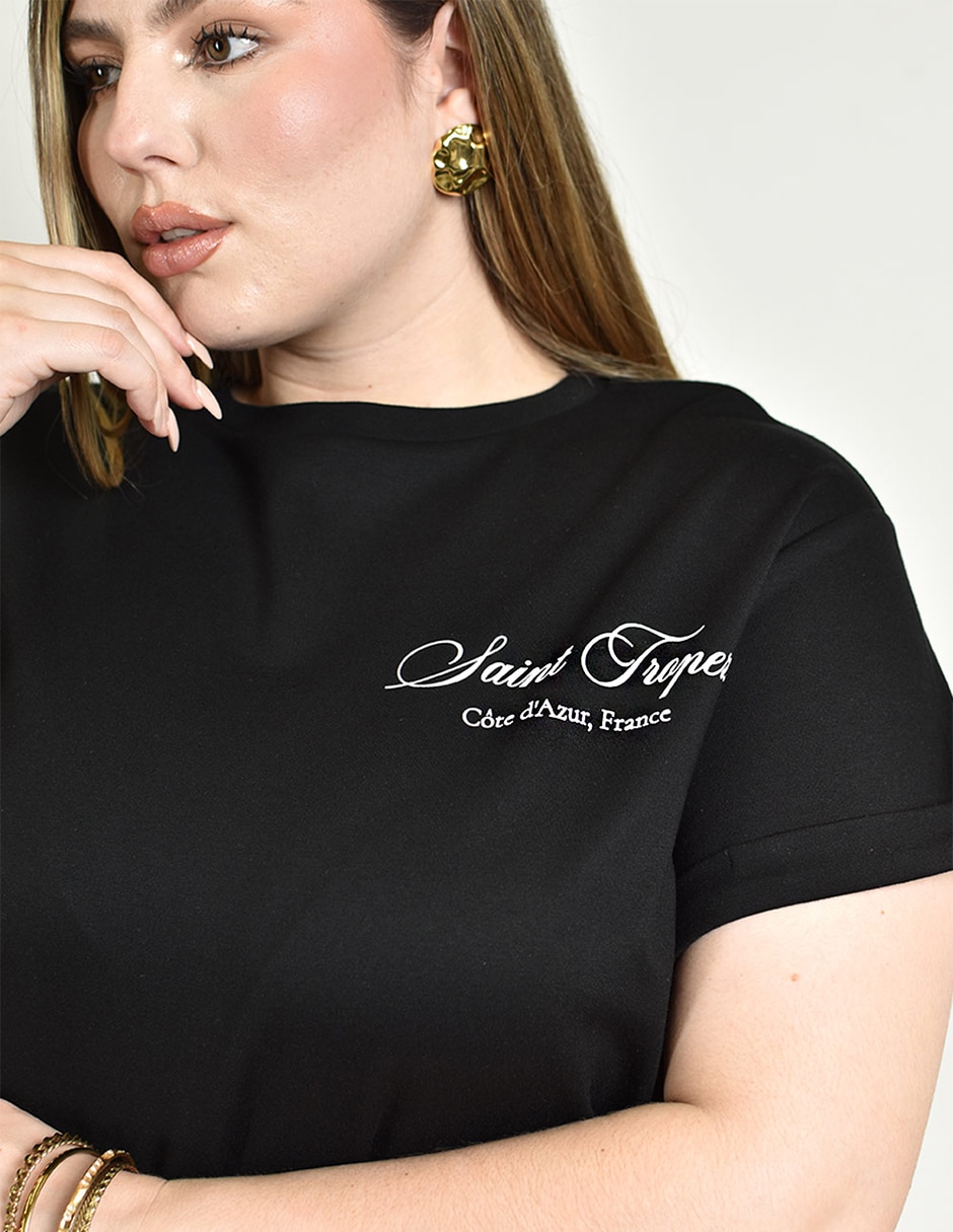 Playera manga corta cuello redondo para mujer 4
